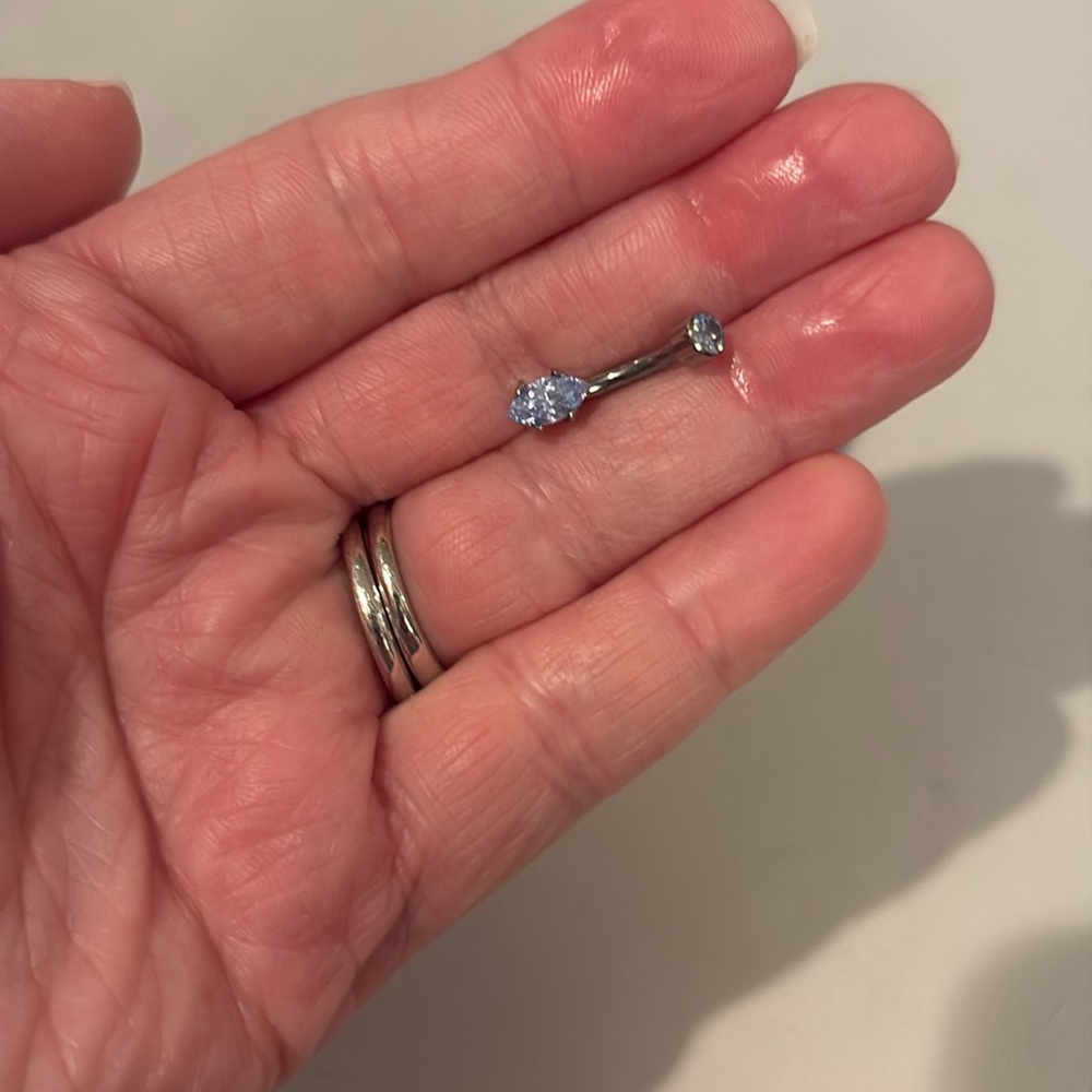 Anatometal Periwinkle Blue Marquise CZ navel curve